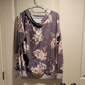 Floral Hoodie with Kangaroo Pocket